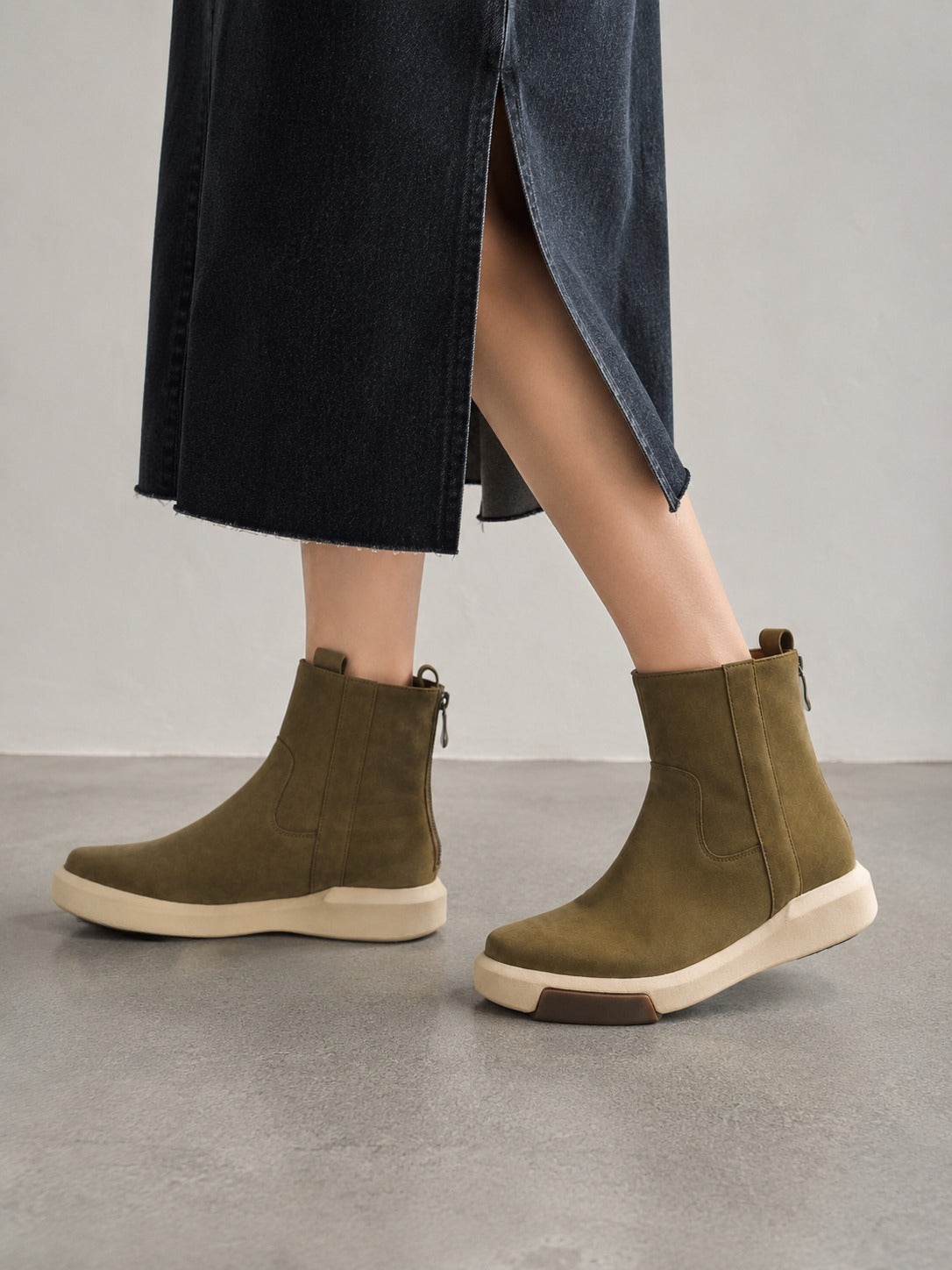 Handcrafted Olive Leather Boot