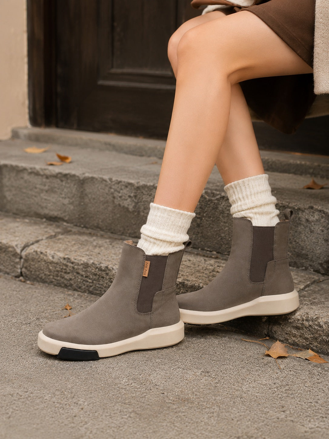 Arte In Acti Soho Block Chelsea Boot – Stone Grey