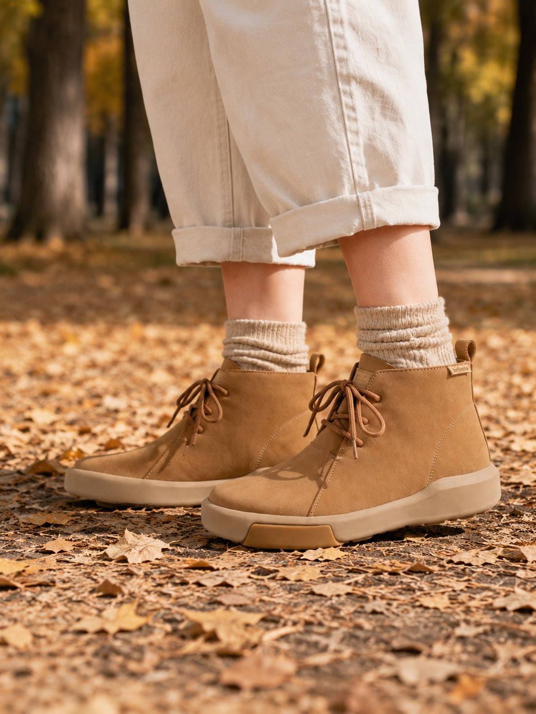 "Coastline" Camel Suede Chukka Boots with Logo Detail