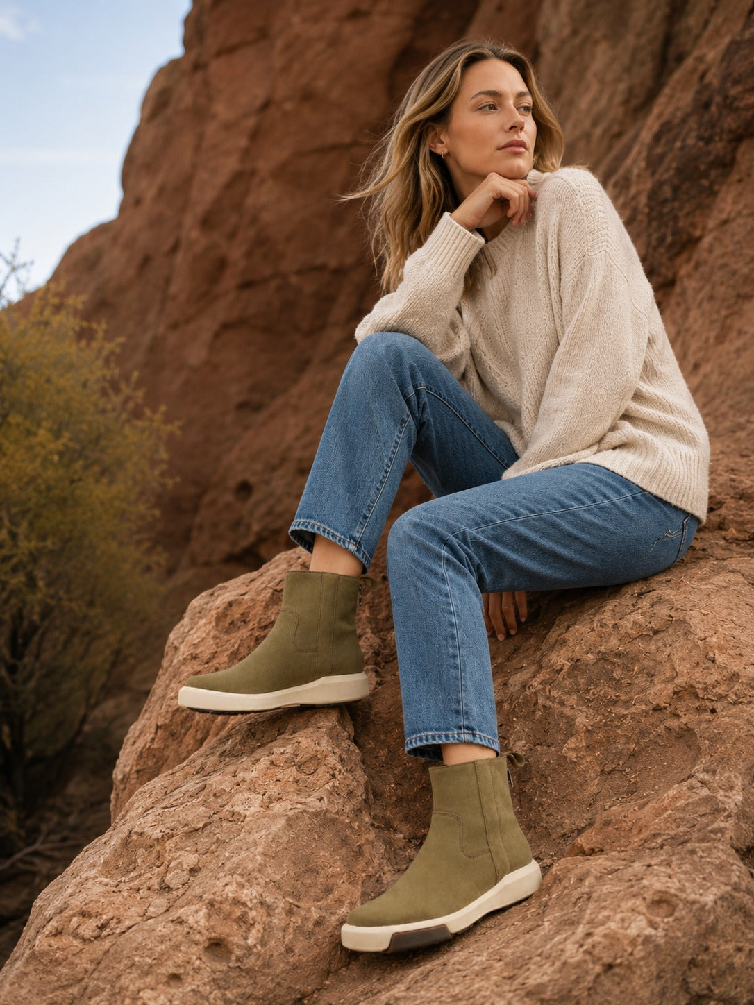 Handcrafted Olive Leather Boot